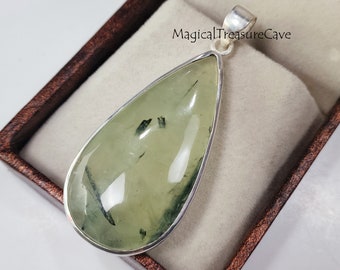 Natural Prehnite Pendant, Handmade With 925 Sterling Silver Pendant, Good-Looking Pendant, Women Jewelry, Gemstone Pendant, Gift For Her