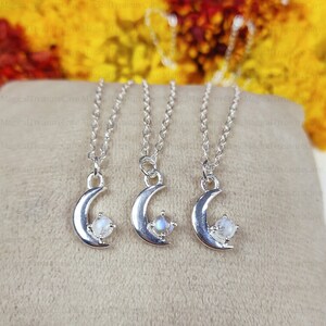 Rainbow Moonstone Moon Necklace, Crescent Moon Boho Jewelry, Sterling Silver Necklace, June Birthstone Necklace, Healing Necklace, Birthday