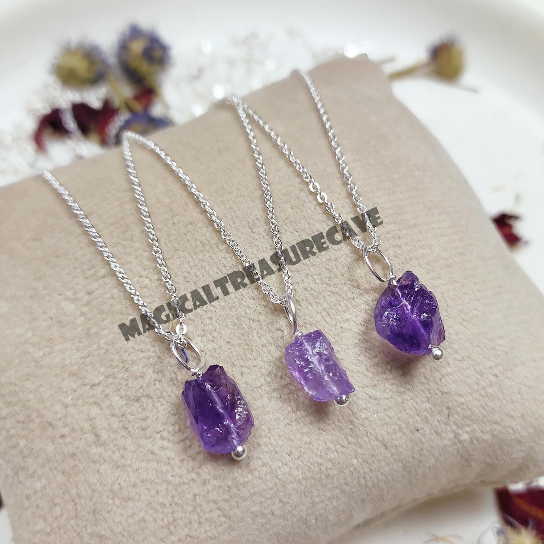 RAW AMETHYST Necklace, Raw Crystal Necklace, February Birthstone Necklace, Raw Amethyst Crystal Necklace, Birthday Gift, Gift For Her