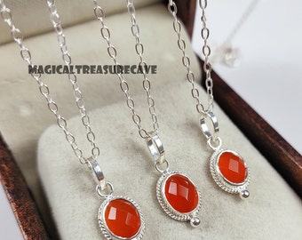 Carneoolketting, sierlijke ovale carneoolketting, 925 sterlingzilveren ketting, carneoolkristallen sieraden, ketting vrouw, kerstcadeau