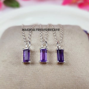 Natürliche Amethyst Silberkette, 925 Sterling Silber Schmuck, Boho Halskette, Zierlicher Amethyst Anhänger, Heilender Kristall, Geschenkidee zu Weihnachten