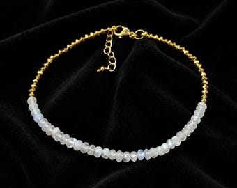 Rainbow Moonstone Bracelet |  Beads Bracelet for Stacking | Healing Calming Balance Bracelet | Stone of Fertility | Engagement Gift For Her