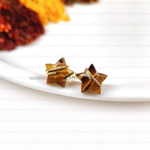 Tiger's Eye Stud Earrings, Tiger's Eye Star Earrings, Minimalist Earrings, 925 Sterling Silver Earrings, Celestial Earrings, Dainty Earrings