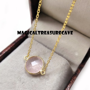 Rose Quartz Gemstone Crystal Necklace |925 Sterling Silver Necklace | Dainty Necklace | Crystal Layering Necklaces | Pendant Gift for Her