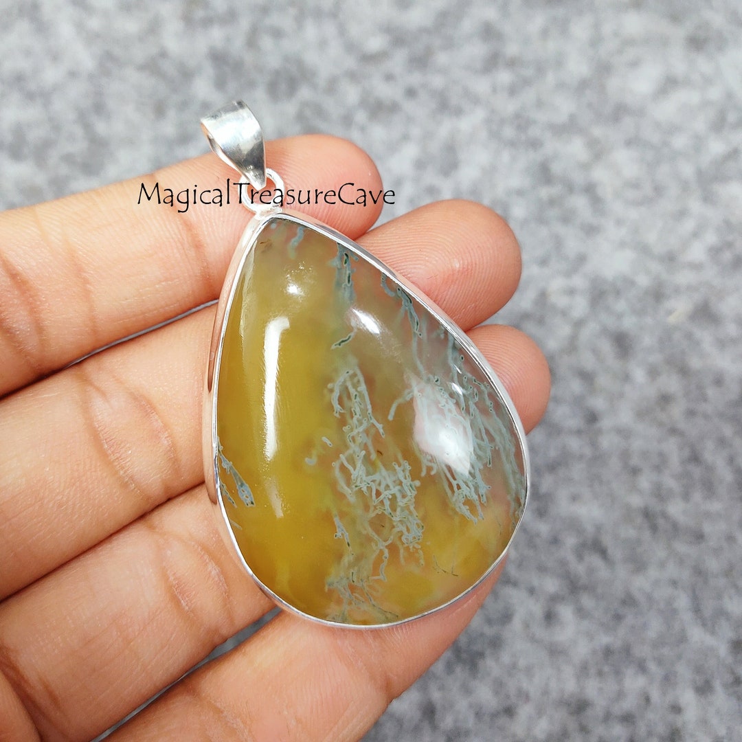 Yggdrasil Pendant Necklace with Moss Agate Crystal