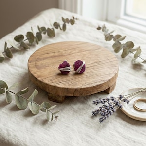 Natuurlijke ruwe robijnstekers, sterlingzilver, geboortesteen juli, minimalistische edelsteenoorbellen cadeau