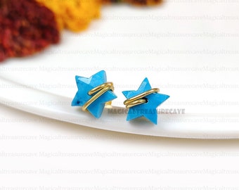 Delicati orecchini a forma di stella in argento sterling 925 e pietra turchese blu, regalo perfetto - Italia