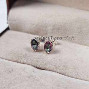 Mystic Topaz Stud Earrings, Handmade Earrings, 925 Sterling Silver Jewelry, Topaz Stud, Earrings For Girl, Mothers Day Gift, Flashy Jewelry