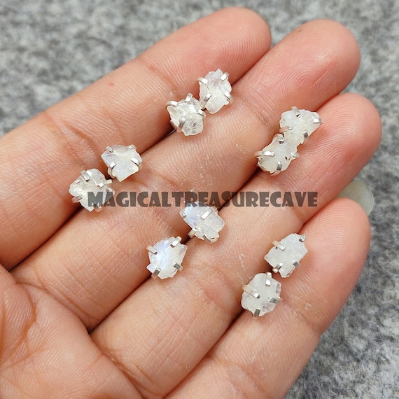 Aretes De Tuerca De Piedra Lunar Para Mujer, Plata De