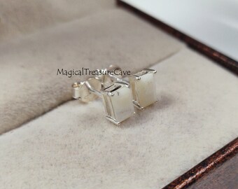 Boucles D'oreilles Puces Agate Blanche 8mm Argent 925 - Neuf Avec étiquette
