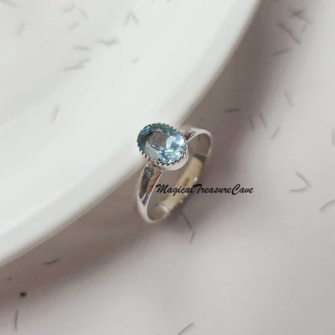 Sky Blue Topaz Gemstone Ring, Dainty Ring, 925 Sterling Silver Jewelry ...