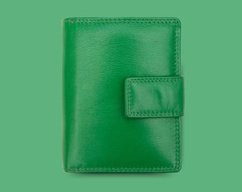 Portafoglio in pelle verde per donna Porta carte di credito Borsa con iniziale incisa per donna Portafoglio RFID Regalo personalizzato per lei