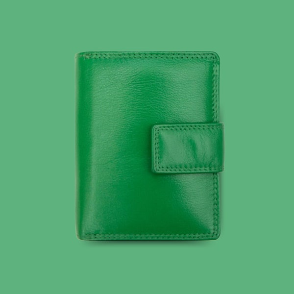 Green Leather Wallet For Women Credit Card Holder Initial Engraved Purse For Ladies RFID Wallet Personalised Gift For Her