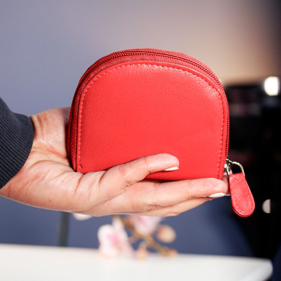Red Wallet Coin Purse Ladies Leather Coin Pouch Red Leather Coin