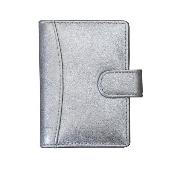 Silver Wallet For Women, Small Bifold Card Sized Travel Wallet, Credit Card Holder, Personalized ID Holder
