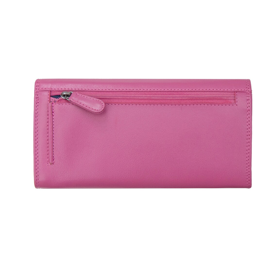 Pink Genuine Leather Wallet - No Logos, Multiple Card Slots & Note Compartments