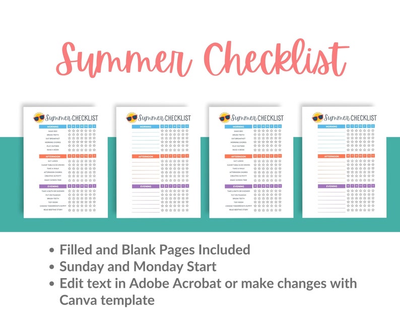 Editable Kids Chore Charts, Reward,, Screen Time, School Routine ...