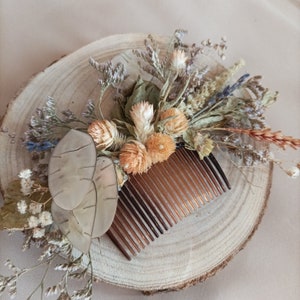 Rustic Dried Flower Boho Hair Comb//Neutral Tones//For wedding//Brides//Bridesmaids//