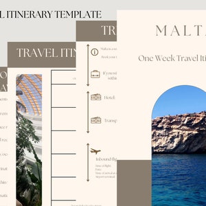 MALTA - Fully customisable Travel Itinerary, iPad, Desktop, Phone. Editable in Canva. Printable and digital download.