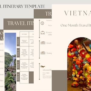 VIETNAM - Fully customisable Travel Itinerary, iPad, Desktop, Phone. Editable in Canva. Printable and digital download.