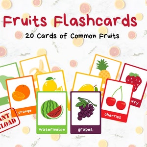 Fruits - Printable Flashcards, Preschool Educational Materials, Homeschool Parents Daycares