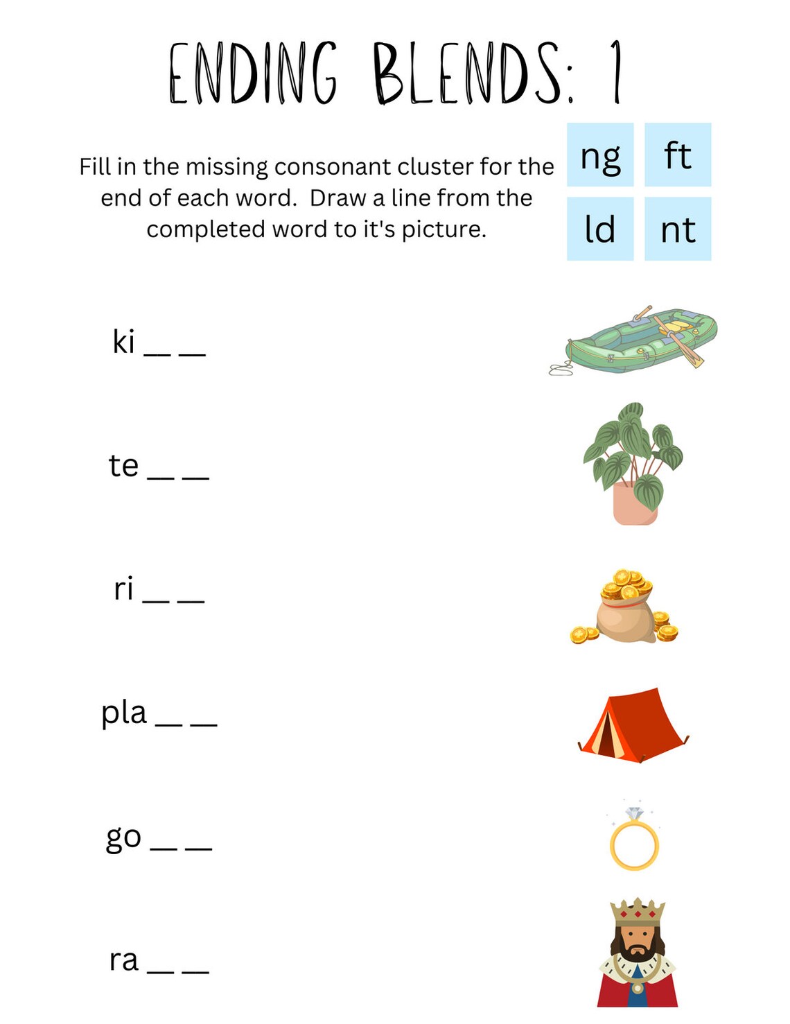 Printable Workbook, First Grade Words, Crossword, Blends, Sounds ...