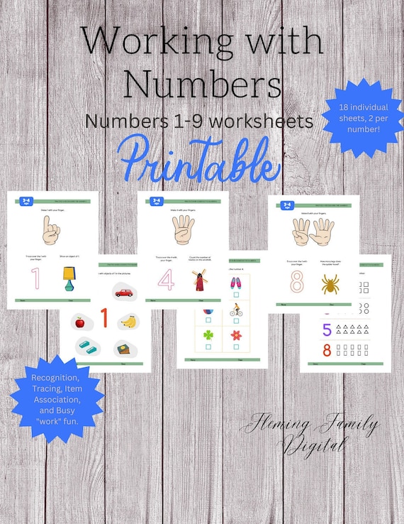 Printable Recognizing Numbers Worksheets Printable Preschool - Etsy