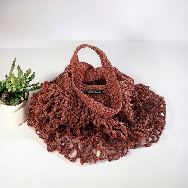 Sac Filet en Ficelle de Lin Rouille