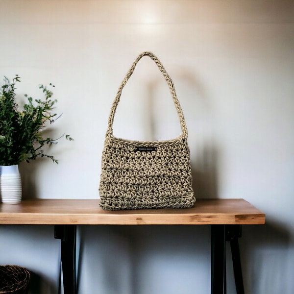 Mini Sac Epaule en Corde Beige