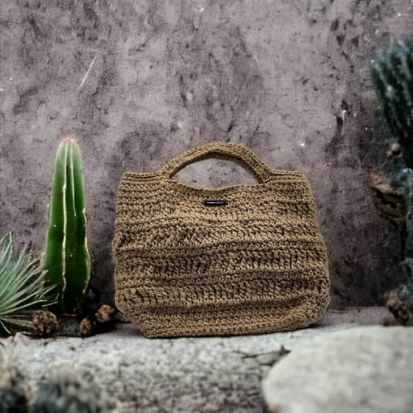 Sac  à Main en Ficelle de Jute Beige