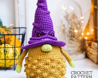 Gnome Crochet Pattern Halloween Pumpkin Amigurumi, Witchy Gothic Autumn Decor PDF, Creepy Holiday Sitter Tutorial, Whimsical Spooky Gift