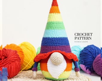 Crochet patterns Rainbow gnome, LGBT gnome, crochet gift gnome pattern, crochet gnome pattern, crochet holiday gnome