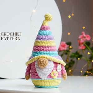 Crochet patterns Easter Gnome, Crochet Flower gnome, gnome amigurumi pattern