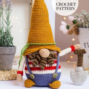 Crochet patterns GARDENER Gnome, Summer Gnome, Flower Gnome, crochet gift gnome, Garden gnome