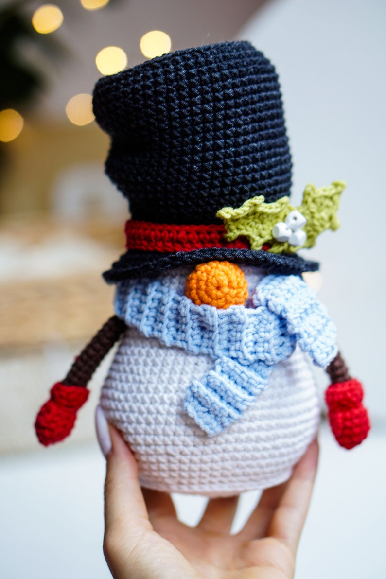 Crochet patterns Snowman gnome, Christmas Gnone, gnome amigurumi pattern, crochet holiday gnome image 3