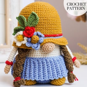 Crochet patterns GARDENER Gnome, Summer Gnome, Flower Gnome, crochet gift gnome, Garden gnome