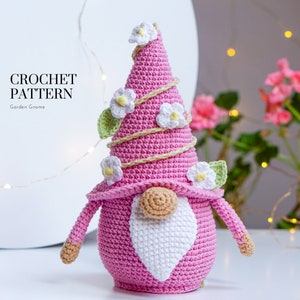 Crochet patterns Easter Gnome, Crochet Flower gnome, gnome amigurumi pattern