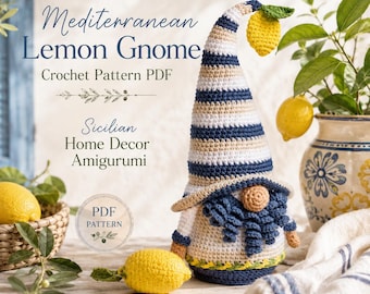 Häkelanleitungen sizilianische Wichtel in der Mediterran-Art, Stilvoller Wichtel, Weihnachtswichtel, Amigurumi Häkelmuster, Geschenkzwerg