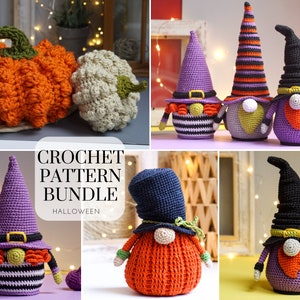 Bundle Crochet patterns Halloween gnomes / gnome amigurumi / crochet holiday gnome / funny crochet / crochet holiday gnome