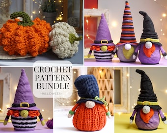 Bundle Crochet patterns Halloween gnomes / gnome amigurumi / crochet holiday gnome / funny crochet / crochet holiday gnome