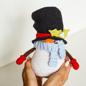 Crochet patterns Snowman gnome, Christmas Gnone, gnome amigurumi pattern, crochet holiday gnome image 7