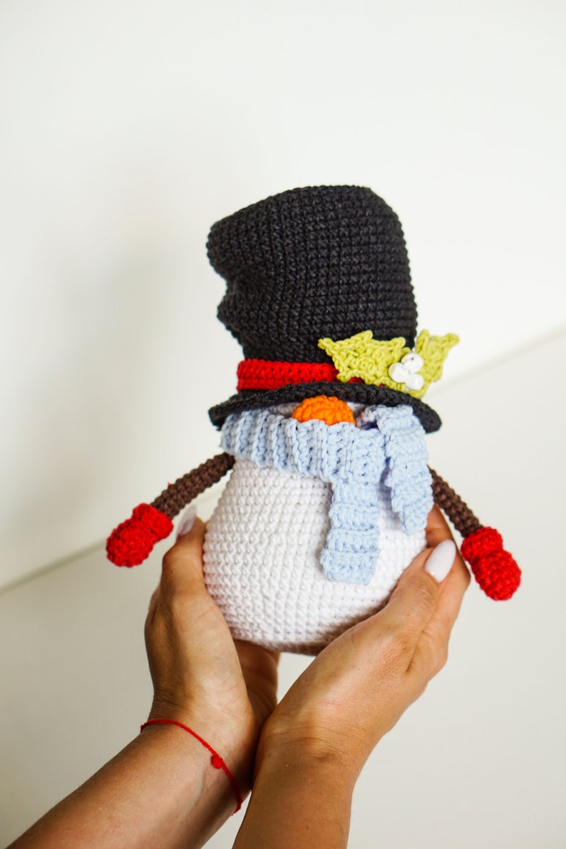 Crochet patterns Snowman gnome, Christmas Gnone, gnome amigurumi pattern, crochet holiday gnome image 7