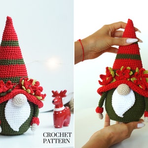 Crochet patterns Christmas Flower Gnome, gnome amigurumi pattern, crochet holiday gnome