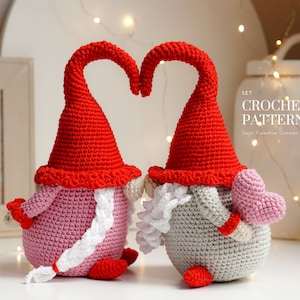 Crochet patterns Valentine's Day Gnomes, Holiday Gnome, crochet holiday gnome