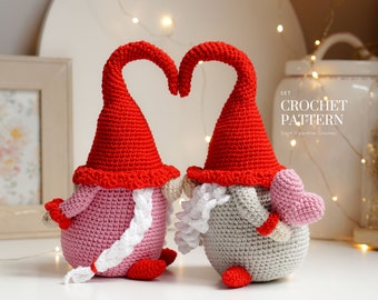 Crochet patterns Valentine's Day Gnomes, Holiday Gnome, crochet holiday gnome