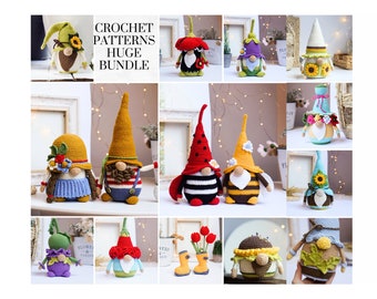 Bundle Crochet patterns Garden gnomes - Flower Gnomes - Summer Gnomes - Amigurumi gnome