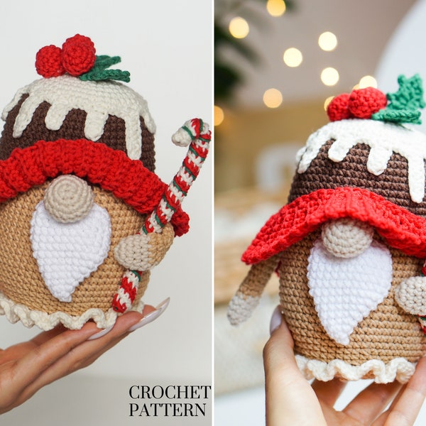 Crochet patterns Christmas muffin gnome, christmas gnome, gnome amigurumi pattern, cupcake gnome, crochet holiday gnome, crochet cupcake