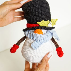 Crochet patterns Snowman gnome, Christmas Gnone, gnome amigurumi pattern, crochet holiday gnome image 4