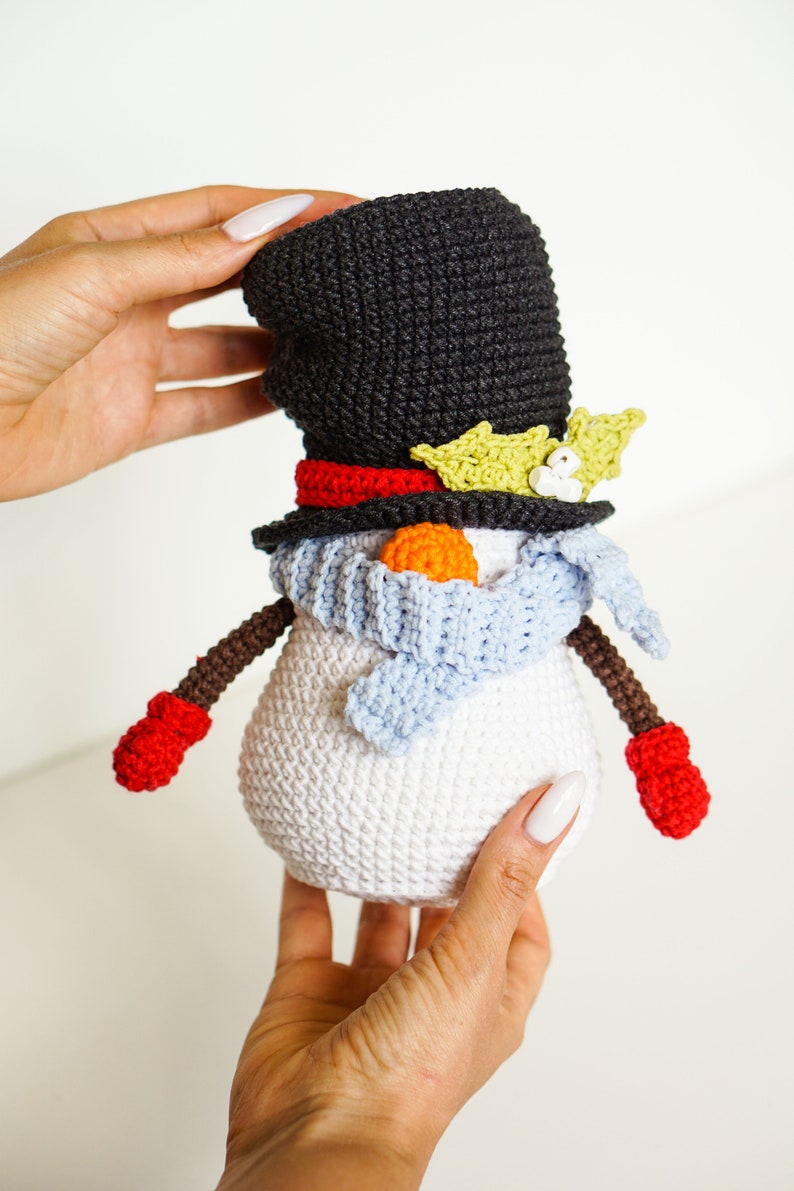 Crochet patterns Snowman gnome, Christmas Gnone, gnome amigurumi pattern, crochet holiday gnome image 4