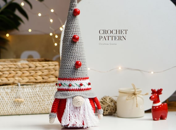 Crochet patterns Christmas gnome, christmas gnome, gnome amigurumi pattern, crochet holiday gnome